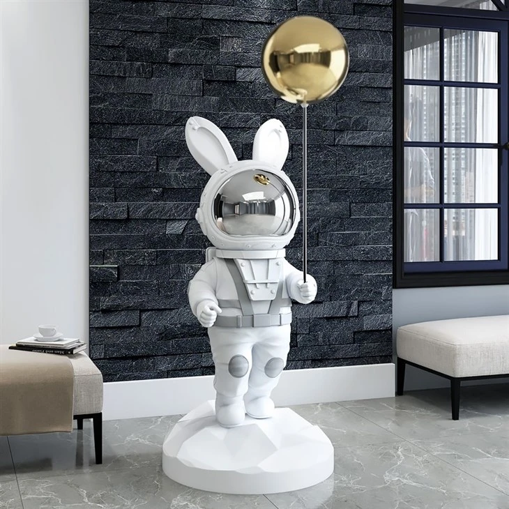 Bunny Astronaut Holds Balloon Statue Bunny Astronaut Holds Balloon Statue